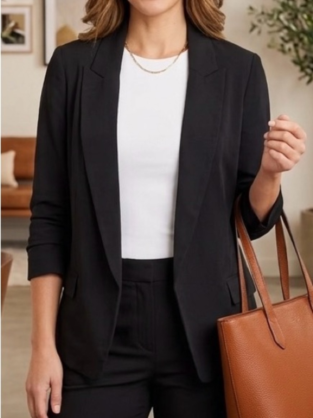 Kenneth Cole New York Black Lightweight Open Front Blazer Jacket